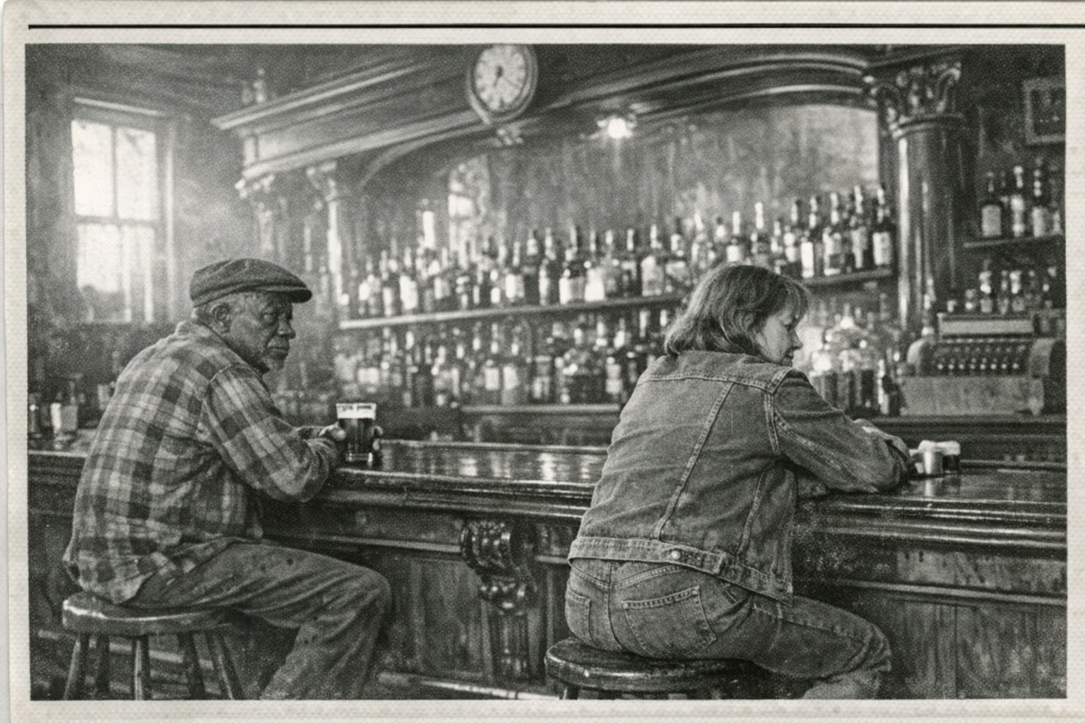Interior of the Peerless Saloon, Anniston, Alabama. The mahogany bar, purchased at the 1904 St. Louis World's Fair, runs the length of the room.